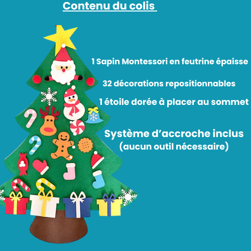 “Sapin de Noël Montessori en feutrine + 32 décorations – Activité Éducative & Créative pour Enfants”-Oimmy™