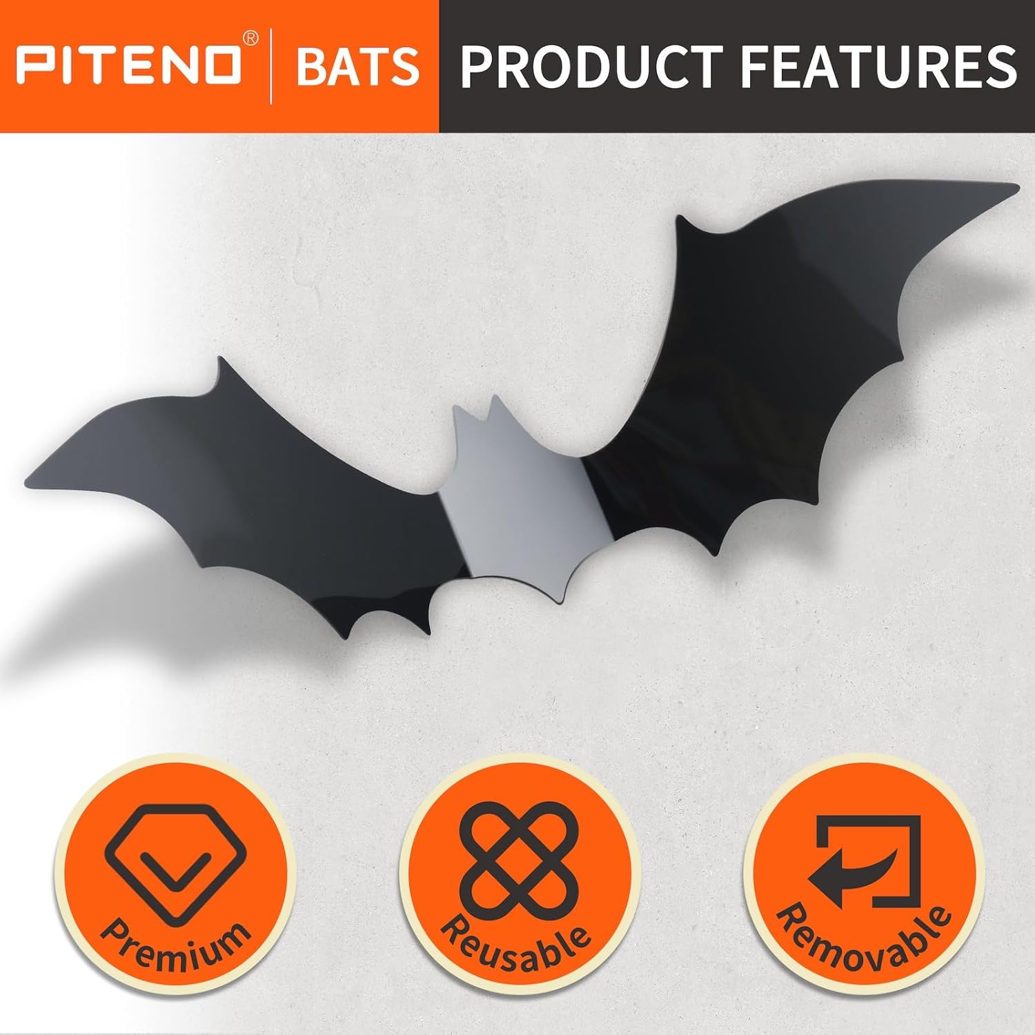 Décoration Halloween Maison – Stickers Chauves-souris 3D (Lot 120) en PVC Noir, Réutilisables