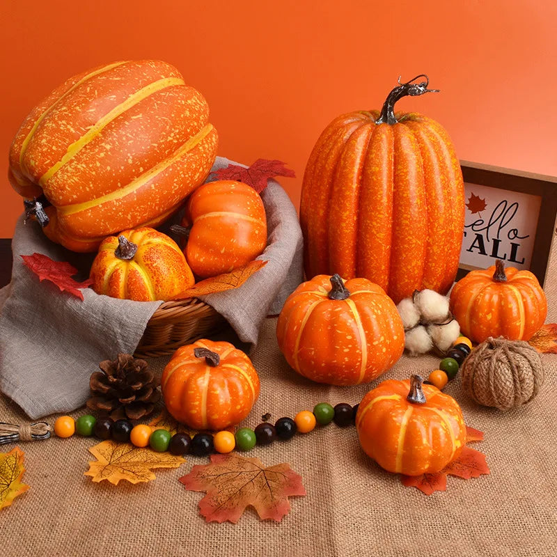 Lot de citrouilles artificielles Halloween – 7 pcs décoratives en mousse réaliste