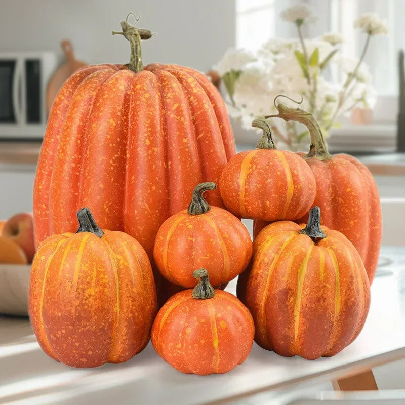 Lot de citrouilles artificielles Halloween – 7 pcs décoratives en mousse réaliste