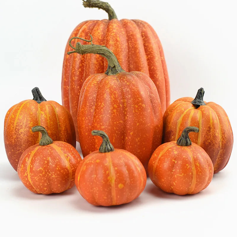 Lot de citrouilles artificielles Halloween – 7 pcs décoratives en mousse réaliste