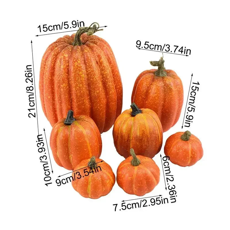 Lot de citrouilles artificielles Halloween – 7 pcs décoratives en mousse réaliste
