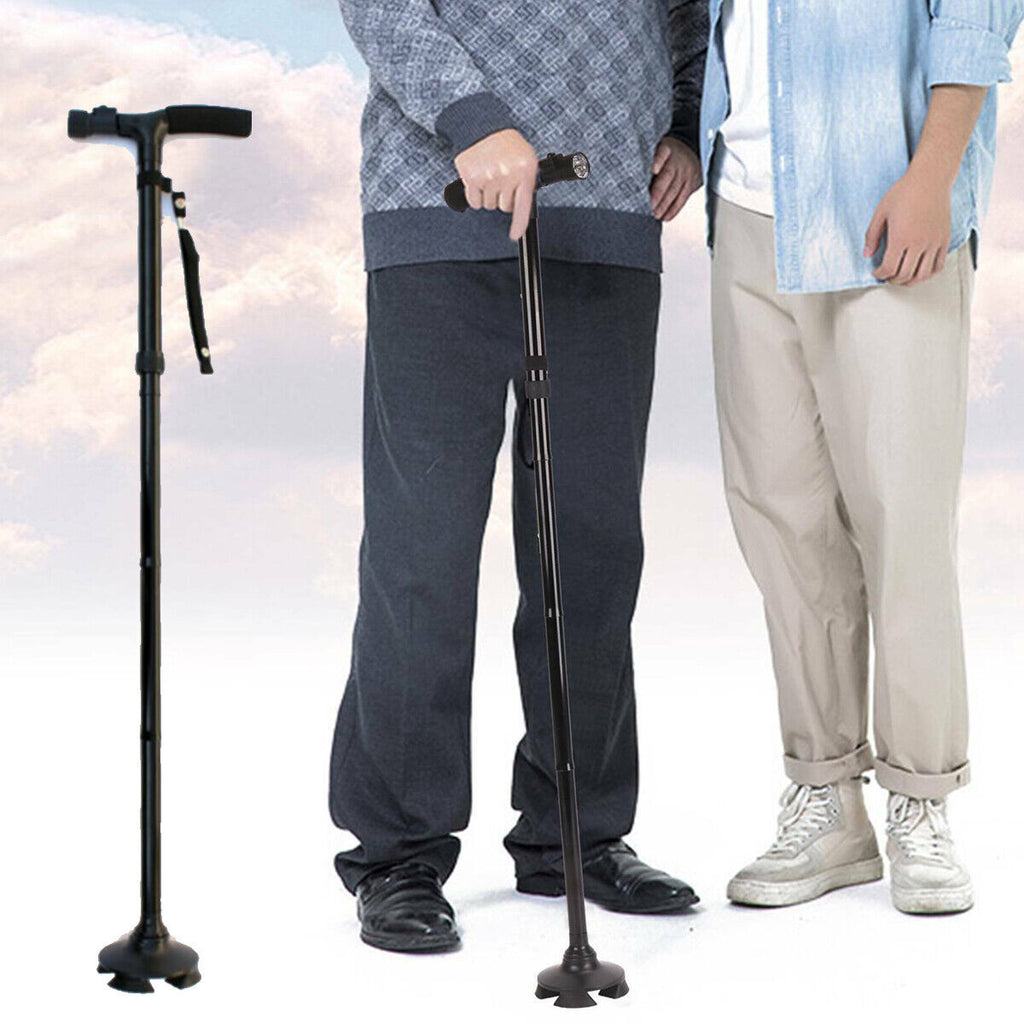 Collapsible Safety LED Walking Stick Adjustable Travel Hiking Cane Trekking Pole